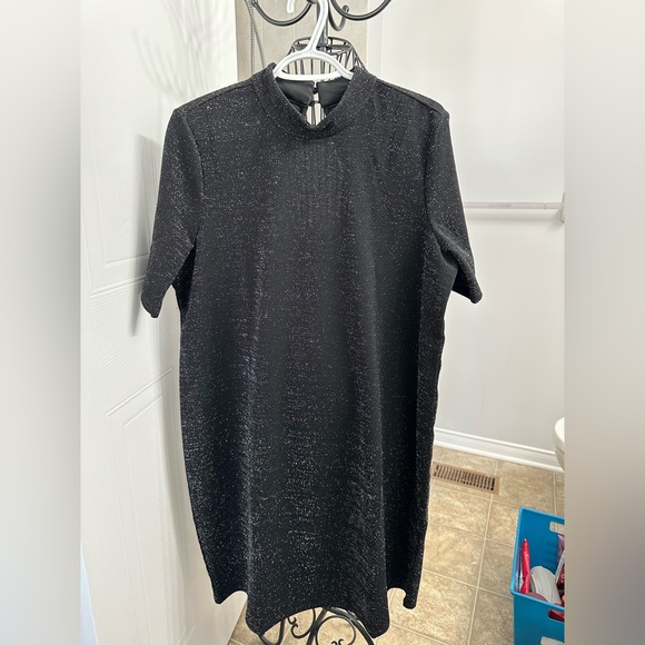Black Sparkly T-Shirt Dress - Picture 3 of 10